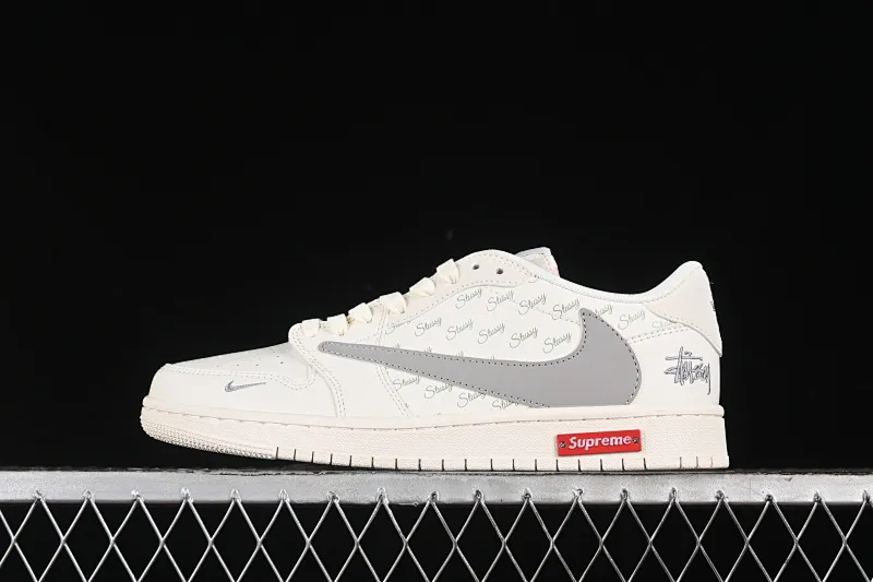 All categories Air Jordan Jordan series basketball shoes Air Jordan 1 Low High-end customized low-top sneakers Travis Scott x Fragment Design x Air Jordan 1 Low OG SP AJ1 Joe 1 Stussi joint-English beige hook low-top cultural casual sneakers SJ2068-115